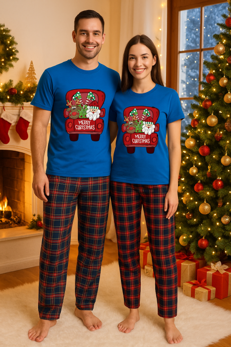 Set Craciun in doi – tricou si pantaloni pijamale, bumbac, tematica sarbatori si Craciun [1]