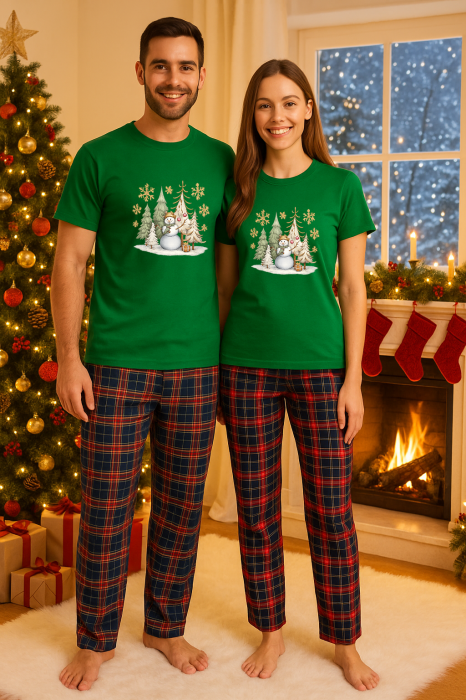 Set Craciun in doi – tricou si pantaloni pijamale, bumbac, tematica sarbatori si Craciun [1]