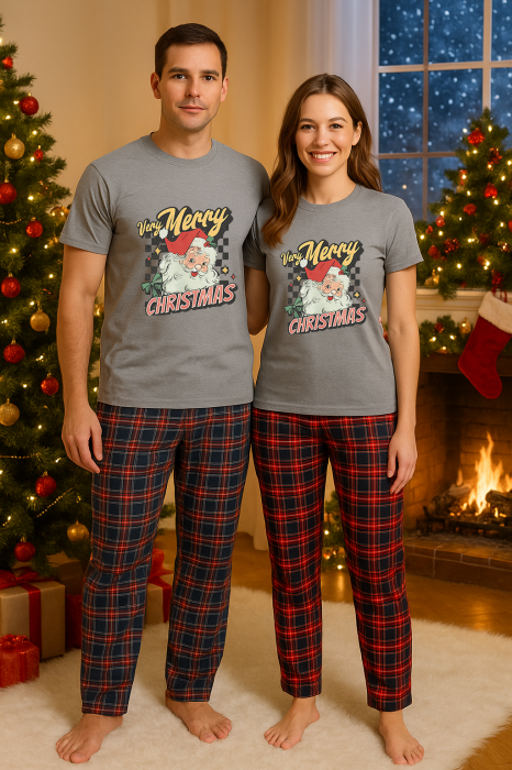 Set Craciun in doi – tricou si pantaloni pijamale, bumbac, tematica sarbatori si Craciun [1]