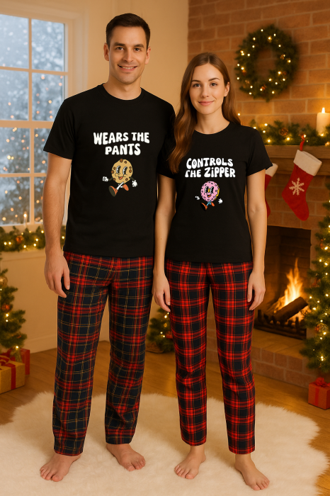 Set Craciun in doi – tricou si pantaloni pijamale, bumbac, tematica sarbatori si Craciun [1]