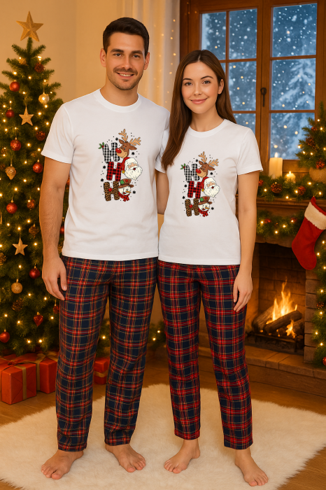 Set Craciun in doi – tricou si pantaloni pijamale, bumbac, tematica sarbatori si Craciun [1]