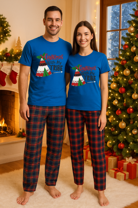 Set Craciun in doi – tricou si pantaloni pijamale, bumbac, tematica sarbatori si Craciun [1]