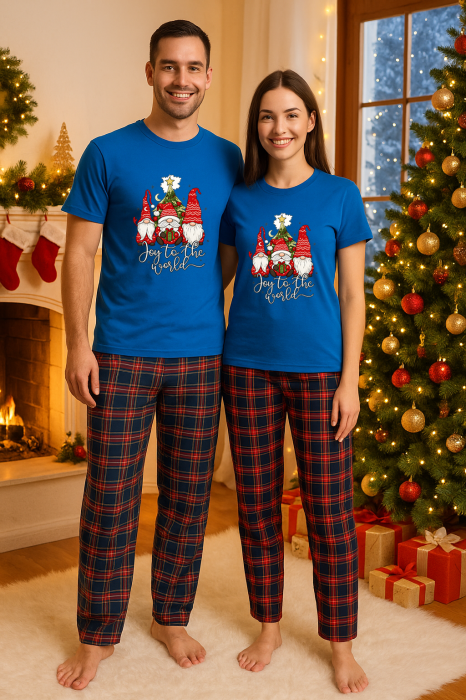 Set Craciun in doi – tricou si pantaloni pijamale, bumbac, tematica sarbatori si Craciun [1]