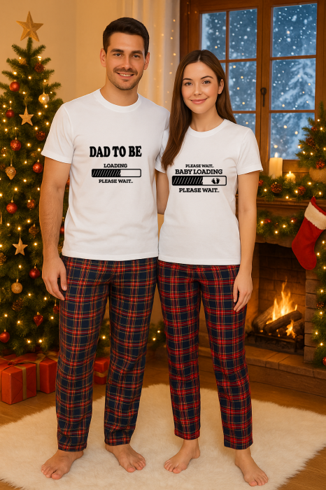 Set Craciun in doi – tricou si pantaloni pijamale, bumbac, tematica sarbatori si Craciun [1]