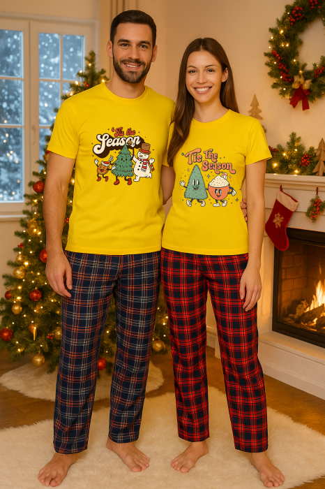 Set Craciun in doi – tricou si pantaloni pijamale, bumbac, tematica sarbatori si Craciun [1]