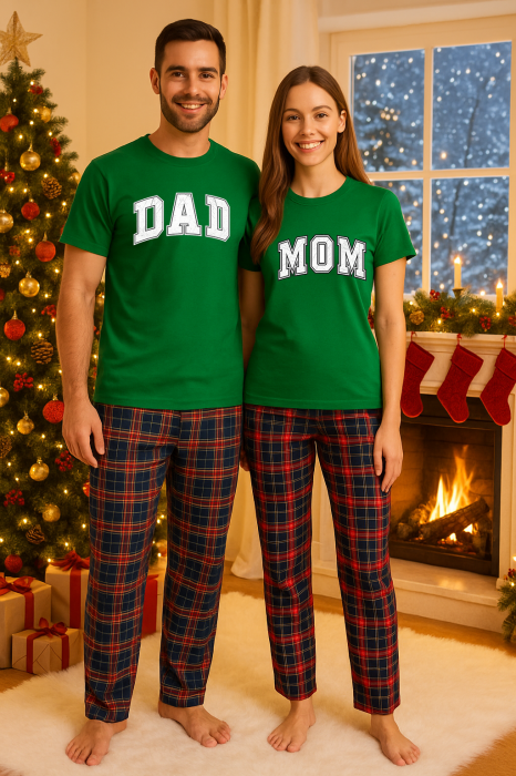 Set Craciun in doi – tricou si pantaloni pijamale, bumbac, tematica sarbatori si Craciun [1]