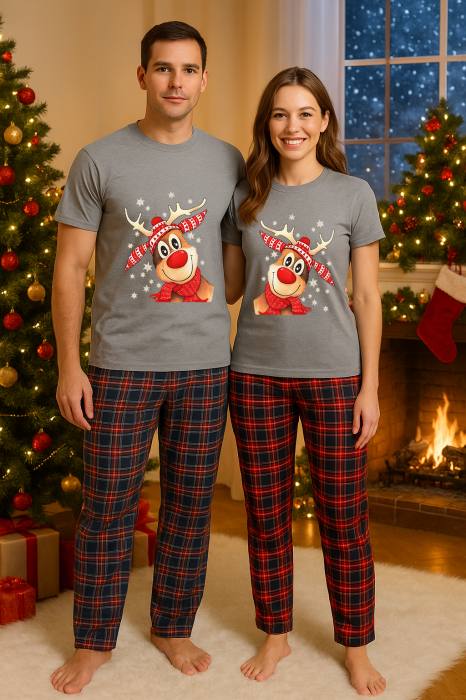 Set Craciun in doi – tricou si pantaloni pijamale, bumbac, tematica sarbatori si Craciun [1]