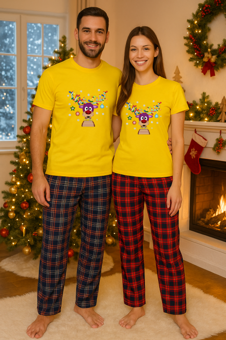 Set Craciun in doi – tricou si pantaloni pijamale, bumbac, tematica sarbatori si Craciun [1]