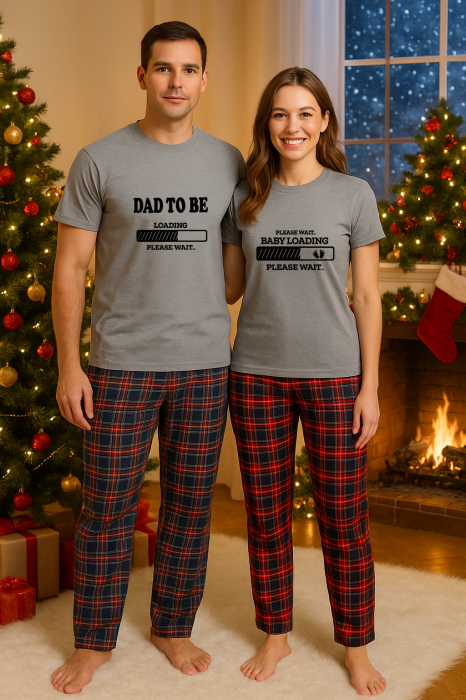 Set Craciun in doi – tricou si pantaloni pijamale, bumbac, tematica sarbatori si Craciun [1]