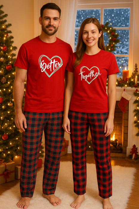 Set Craciun in doi – tricou si pantaloni pijamale, bumbac, tematica sarbatori si Craciun [1]