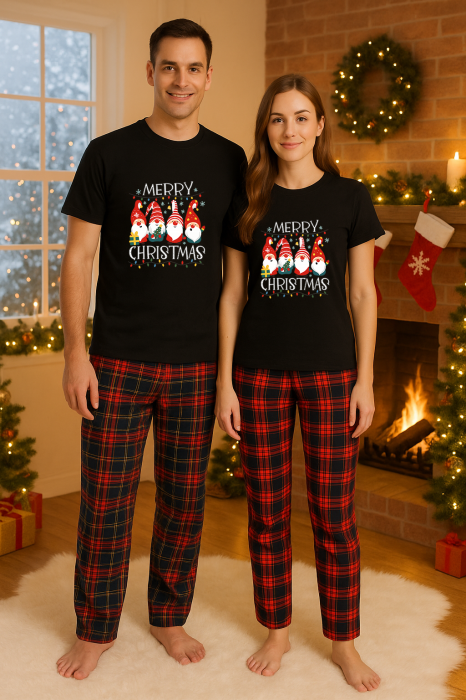 Set Craciun in doi – tricou si pantaloni pijamale, bumbac, tematica sarbatori si Craciun [1]