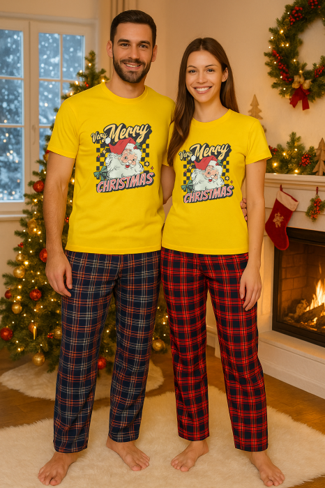 Set Craciun in doi – tricou si pantaloni pijamale, bumbac, tematica sarbatori si Craciun [1]