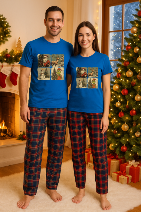 Set Craciun in doi – tricou si pantaloni pijamale, bumbac, tematica sarbatori si Craciun [1]