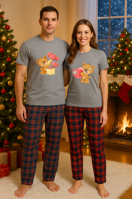 Set Craciun in doi – tricou si pantaloni pijamale, bumbac, tematica sarbatori si Craciun [1]