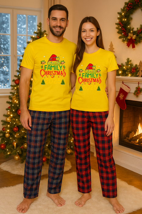 Set Craciun in doi – tricou si pantaloni pijamale, bumbac, tematica sarbatori si Craciun [1]