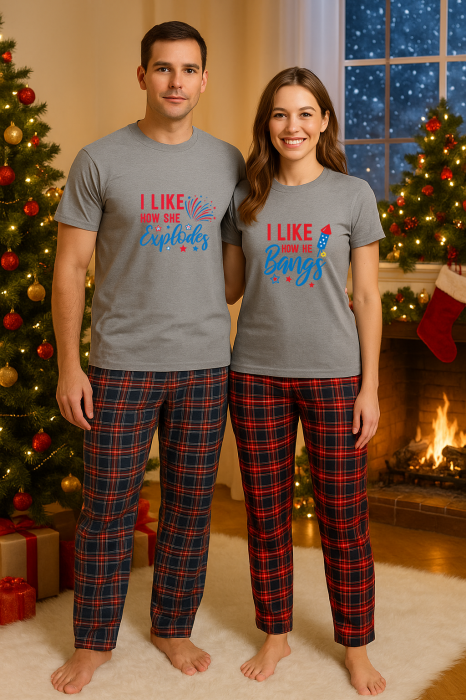 Set Craciun in doi – tricou si pantaloni pijamale, bumbac, tematica sarbatori si Craciun [1]