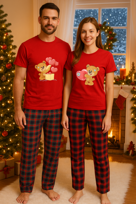 Set Craciun in doi – tricou si pantaloni pijamale, bumbac, tematica sarbatori si Craciun [1]