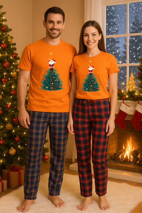 Set Craciun in doi – tricou si pantaloni pijamale, bumbac, tematica sarbatori si Craciun [1]