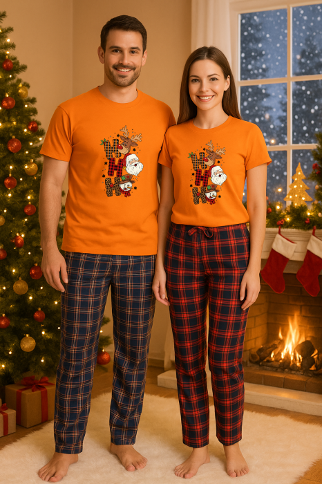 Set Craciun in doi – tricou si pantaloni pijamale, bumbac, tematica sarbatori si Craciun [1]