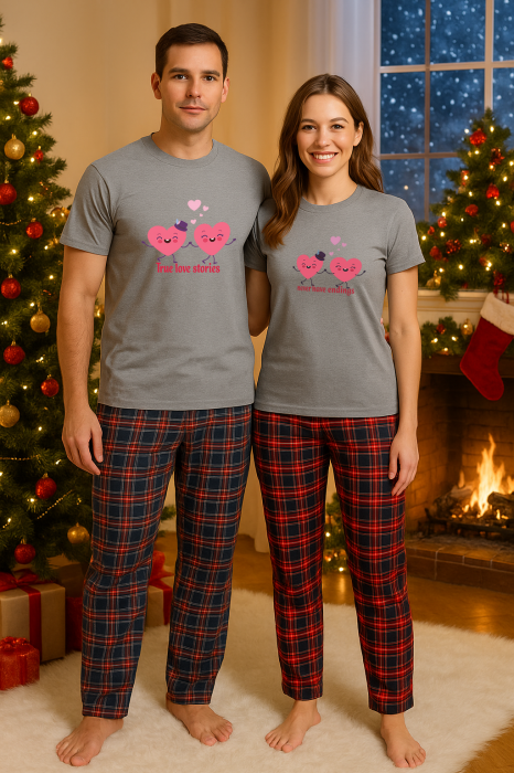 Set Craciun in doi – tricou si pantaloni pijamale, bumbac, tematica sarbatori si Craciun [1]