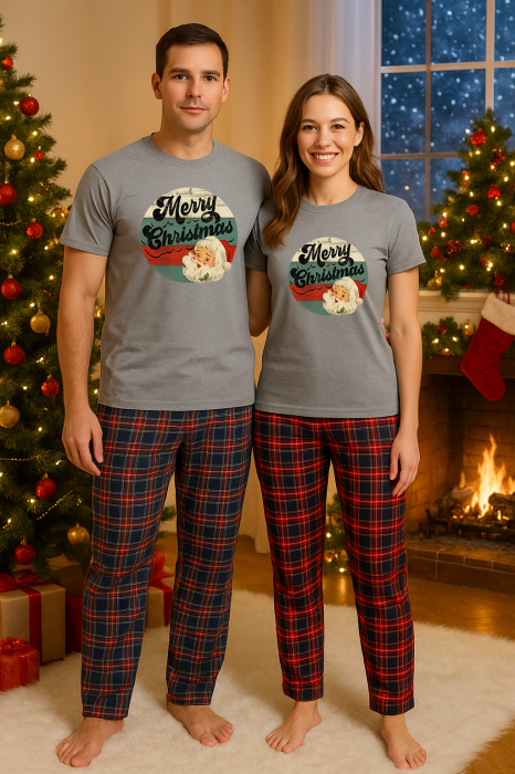 Set Craciun in doi – tricou si pantaloni pijamale, bumbac, tematica sarbatori si Craciun [1]