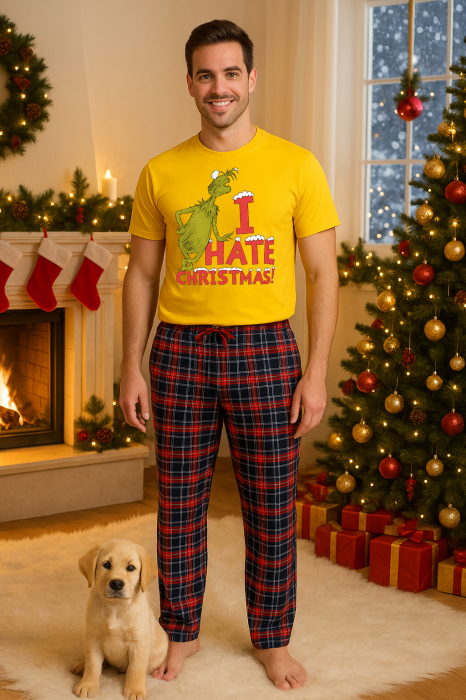 Set pijamale barbati bumbac Colectia Grinch Christmas, sarbatori de Craciun [1]