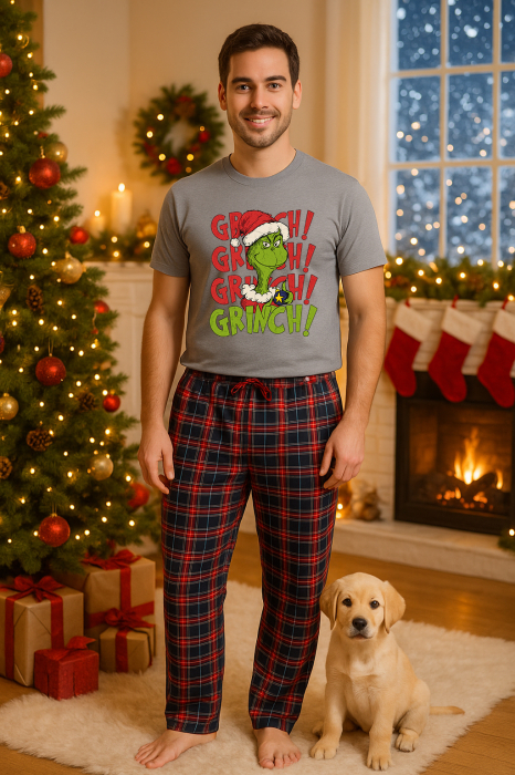 Set pijamale barbati bumbac Colectia Grinch Christmas, sarbatori de Craciun [1]