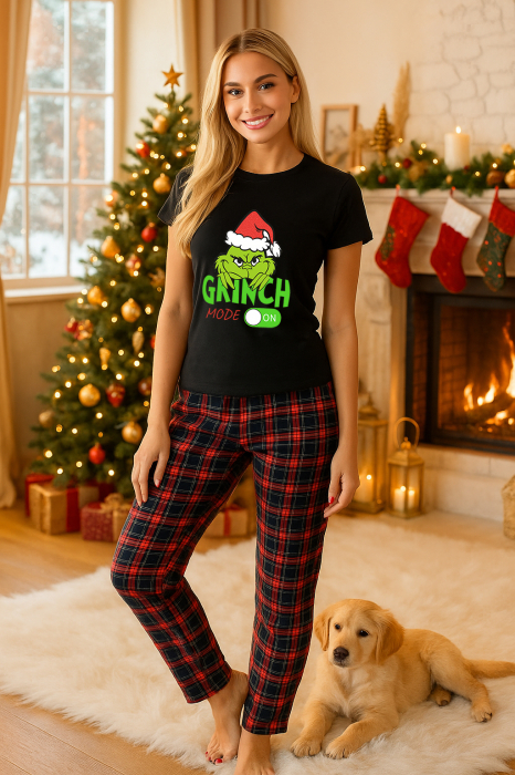 Set pijamale femei bumbac Colectia Grinch Christmas, sarbatori de Craciun [1]