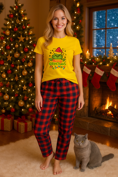 Set pijamale femei bumbac Colectia Grinch Christmas, sarbatori de Craciun [1]