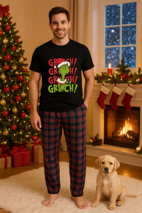 Set pijamale barbati bumbac Colectia Grinch Christmas, sarbatori de Craciun [1]