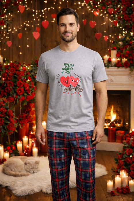 Set pijamale barbati bumbac Colectia Valentine's Day, Dragobete [2]