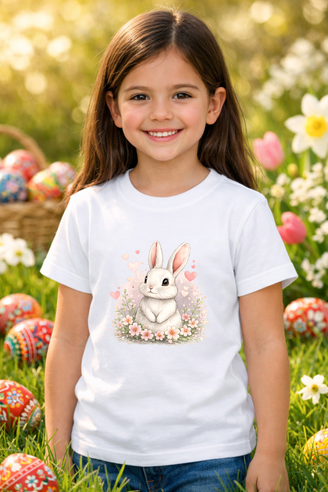 Tricou copii Paste fericit - tricou unisex din bumbac 100%, colectia Pasti, cu iepurasi Easter bunny pentru fete sau baieti [2]