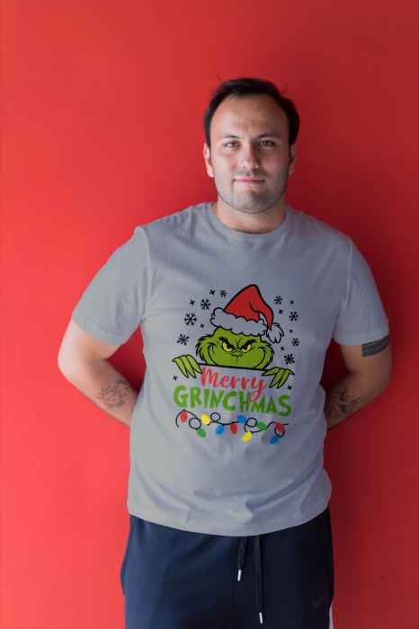Tricou unisex 100% bumbac Colectia Grinch Christmas, sarbatori de Craciun [1]