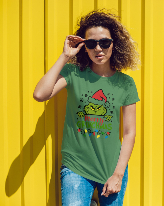 Tricou unisex 100% bumbac Colectia Grinch Christmas, sarbatori de Craciun [1]