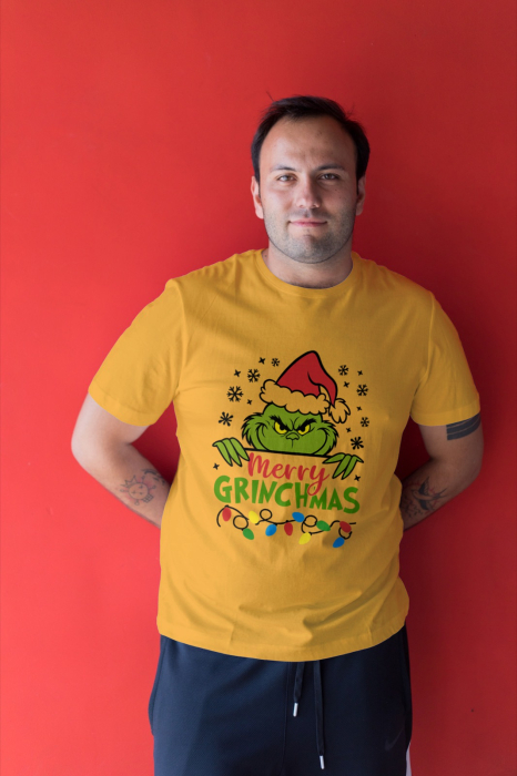 Tricou unisex 100% bumbac Colectia Grinch Christmas, sarbatori de Craciun [1]