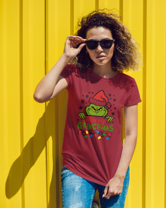 Tricou unisex 100% bumbac Colectia Grinch Christmas, sarbatori de Craciun [1]