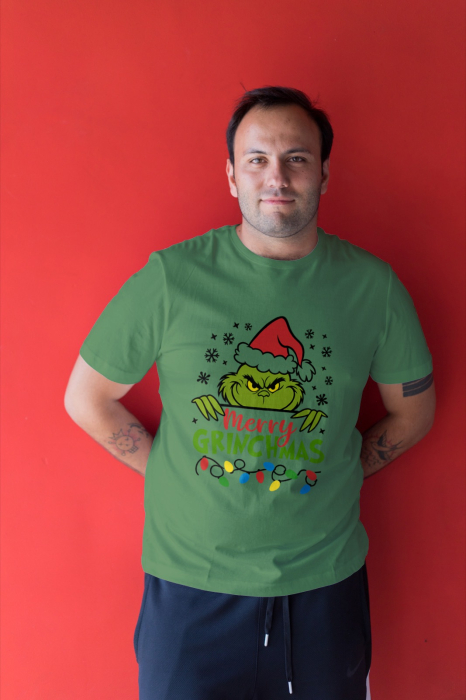 Tricou unisex 100% bumbac Colectia Grinch Christmas, sarbatori de Craciun [1]