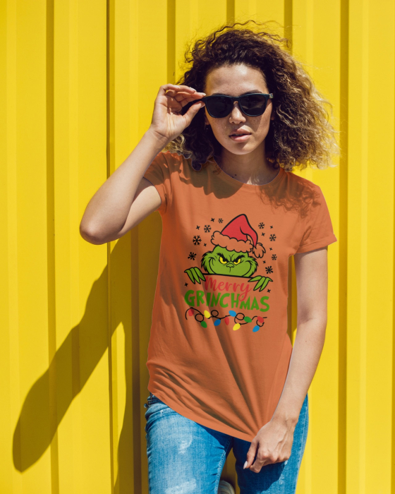 Tricou unisex 100% bumbac Colectia Grinch Christmas, sarbatori de Craciun [1]