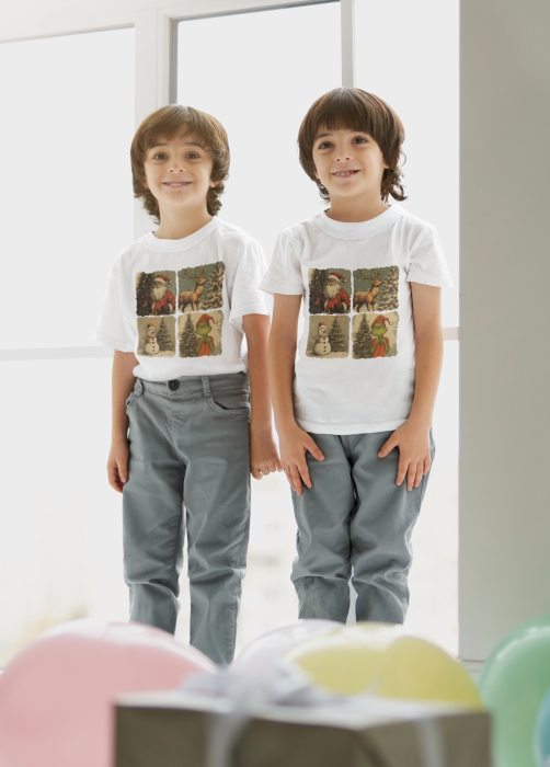 Tricou 100% bumbac unisex pentru copii Colectia Craciun – Modele pentru Baieti si Fete cu Grinch, Christmas si Personaje de Sarbatori [1]