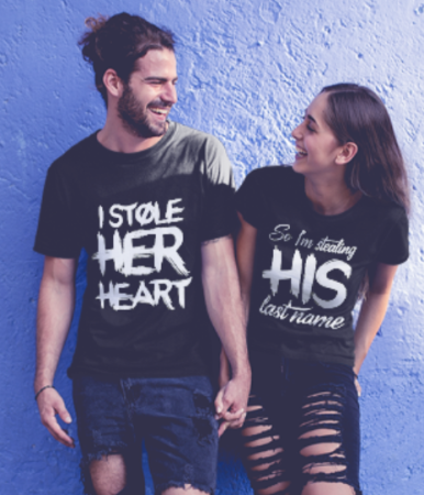 Seturi pentru cupluri - Set 2 tricouri pentru cuplu bumbac 100%