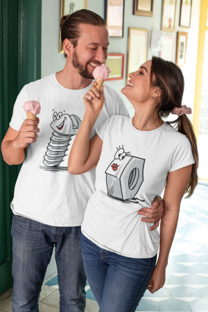 Seturi pentru cupluri - Set 2 tricouri pentru cuplu bumbac 100%