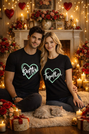 Valentine's Day - Set 2 tricouri unisex 100% bumbac pentru cuplu, colectia Valentine's Day