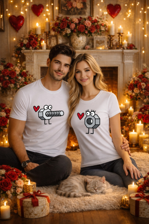 Valentine's Day - Set 2 tricouri unisex 100% bumbac pentru cuplu, colectia Valentine's Day