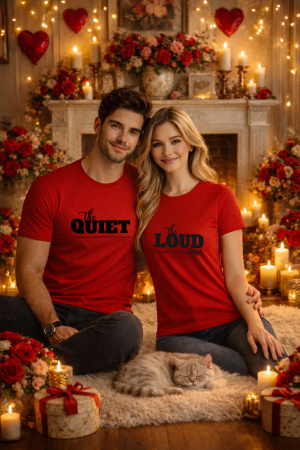 Valentine's Day - Set 2 tricouri unisex 100% bumbac pentru cuplu, colectia Valentine's Day