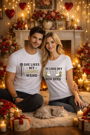 Valentine's Day - Set 2 tricouri unisex 100% bumbac pentru cuplu, colectia Valentine's Day