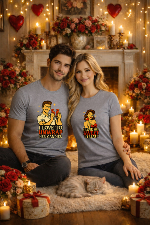 Valentine's Day - Set 2 tricouri unisex 100% bumbac pentru cuplu, colectia Valentine's Day