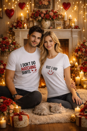 Valentine's Day - Set 2 tricouri unisex 100% bumbac pentru cuplu, colectia Valentine's Day
