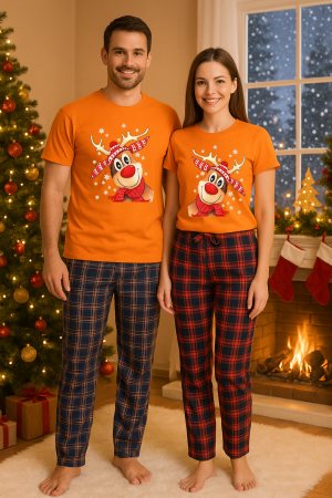 Set Craciun in doi – tricou si pantaloni pijamale, bumbac, tematica sarbatori si Craciun [1]