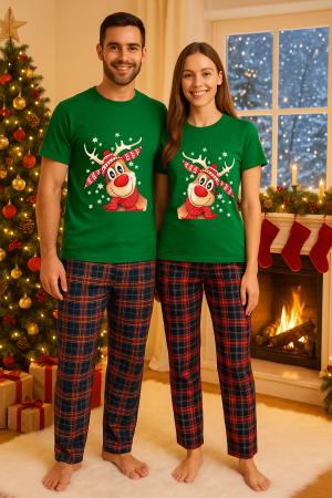 Set Craciun in doi – tricou si pantaloni pijamale, bumbac, tematica sarbatori si Craciun [1]