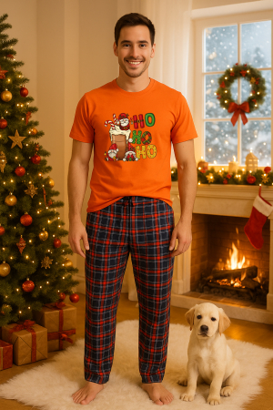 Pijamale barbati - Set pijamale barbati bumbac Colectia Christmas, sarbatori de Craciun